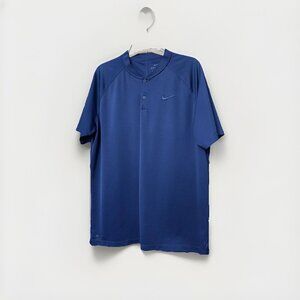 Nike Dri-FIT Blue Polo Shirt Lightweight Breathable Recycled Polyester Fabric L